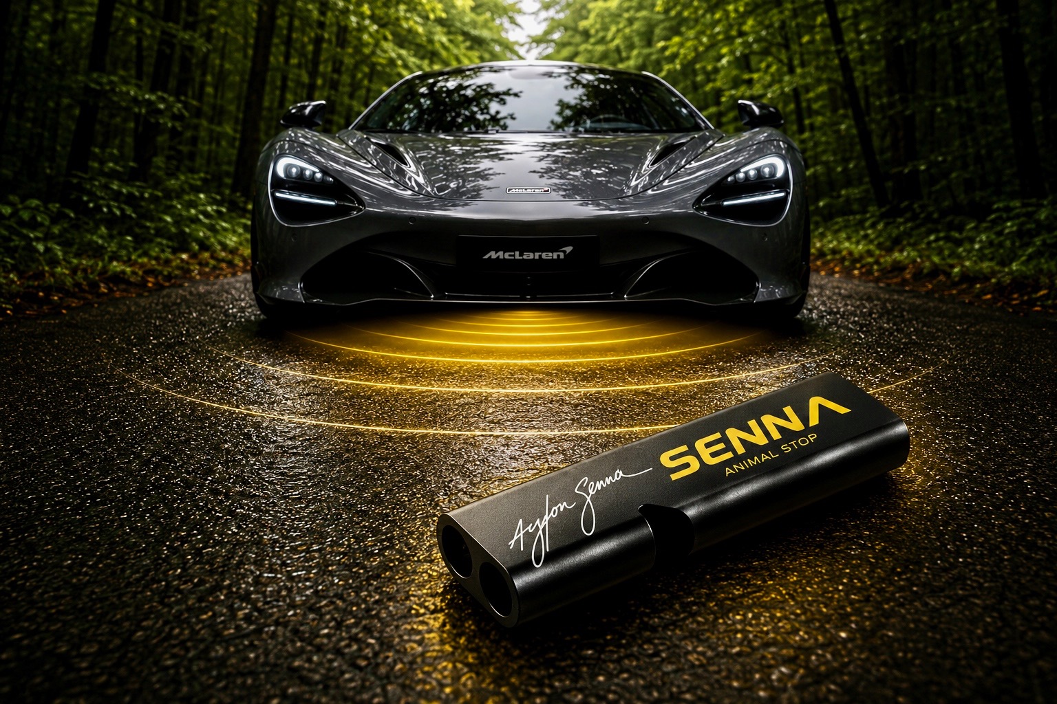SENNA ANIMAL STOP installed in the active airflow zone beneath a vehicle